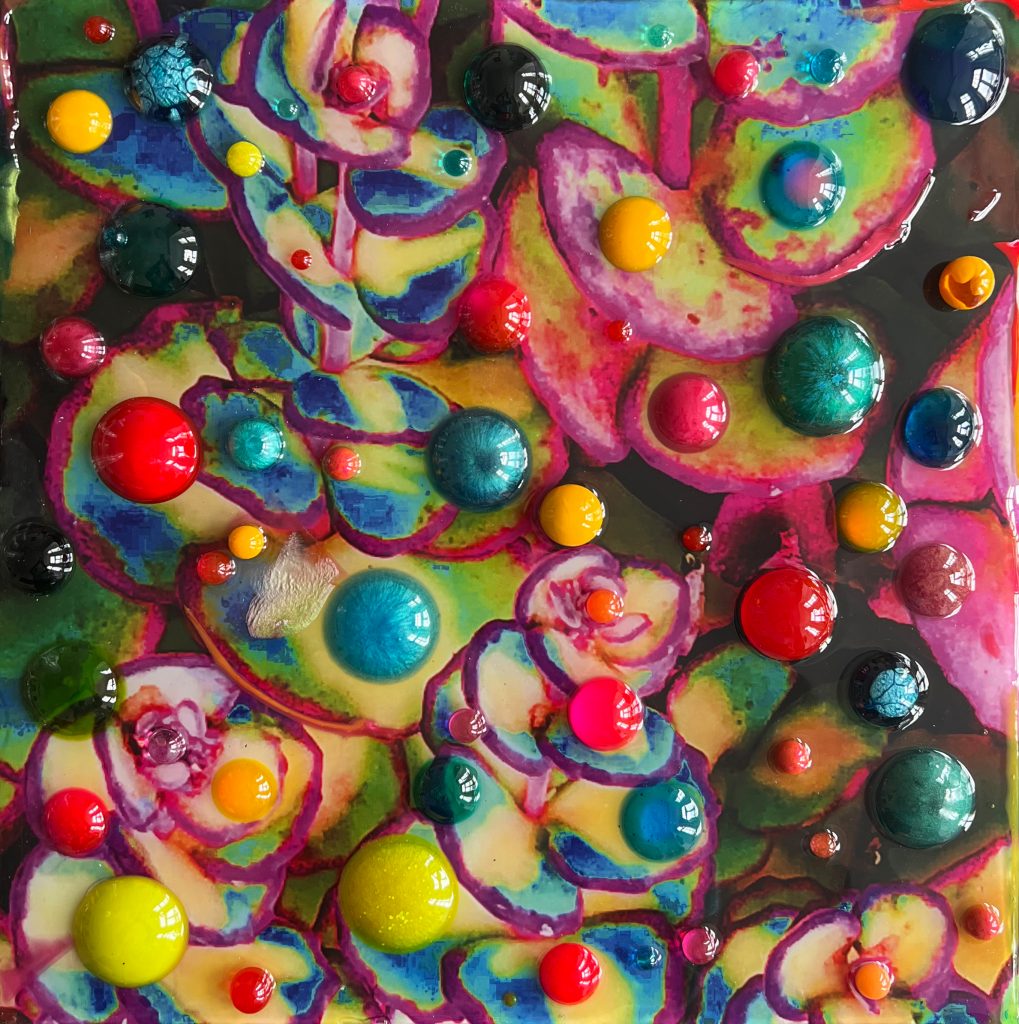 „RIDE AT THE FAIR“, Resin, Mixed Media, 2025, ca. 50 x 50 cm